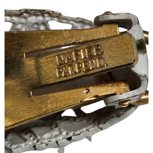 1960s Vintage Signed Napier Patent Pending Big White Filigree Drop Clip Earrings - Picture 3 of 4